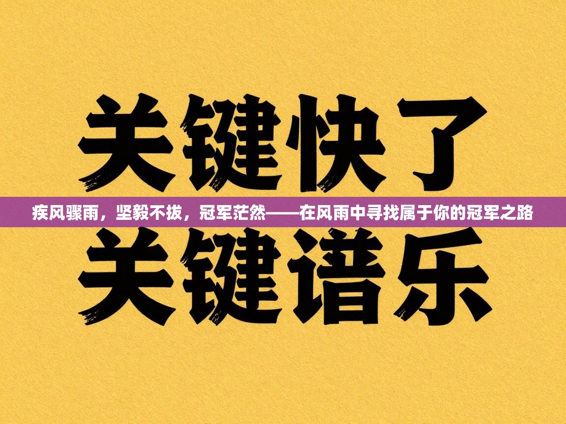 疾风骤雨,坚毅不拔,冠军茫然——在风雨中寻找属于你的冠军之路 第1张